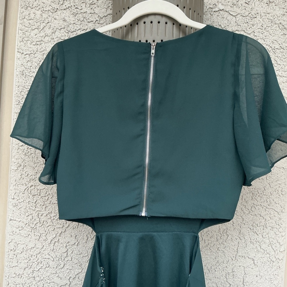 NWT Lulu’s Blissful Love Dark Green Cutout Mini Skater Small Flirty Whimsy Glam - Picture 7 of 9